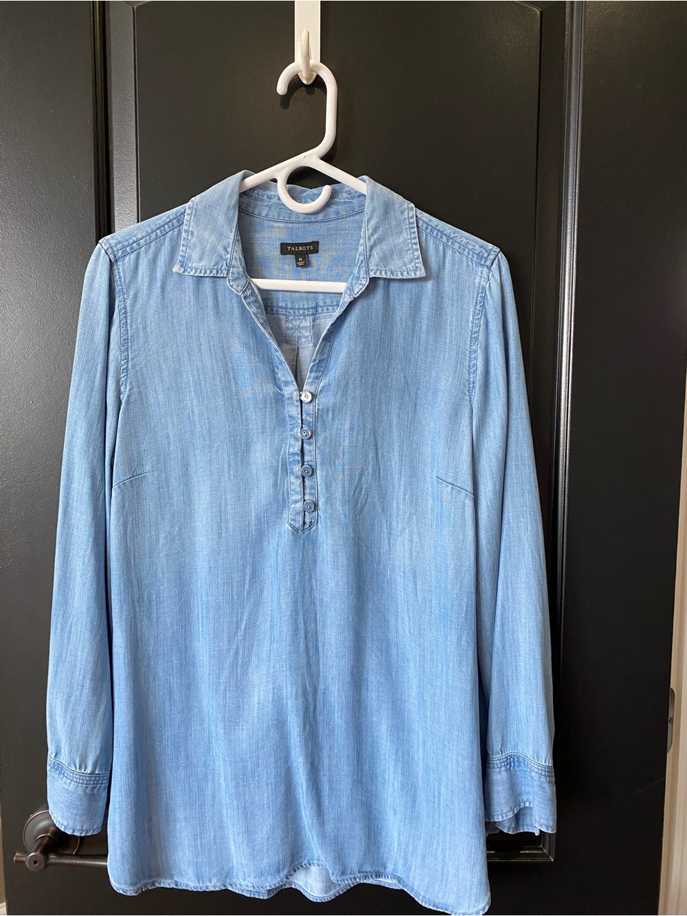 Talbots Light Blue Button-Front Denim Casual Shirt